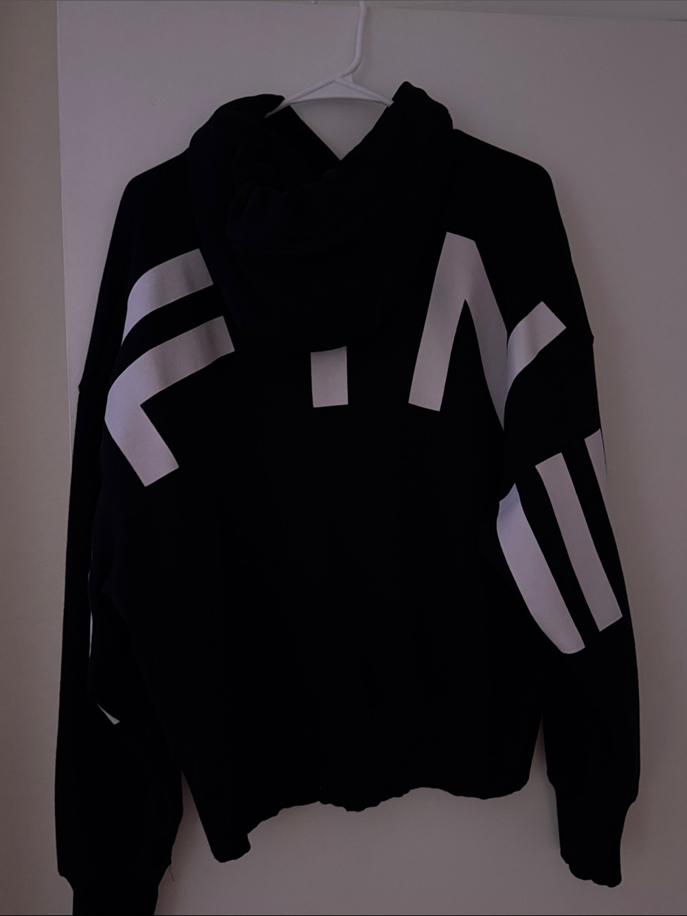 Black Hoodie Sweater with White Graphic Panels - Women's